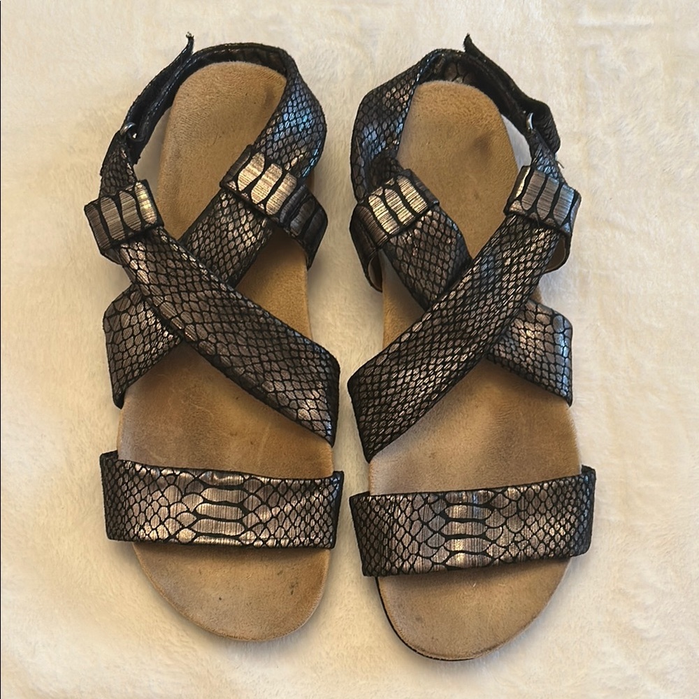 Black and Bronze Strappy Sandals